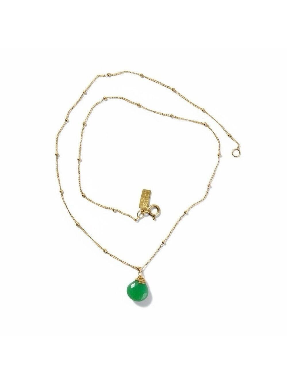 Lotus Jewelry Studio Green Chalcedony Pendant Necklace 925 Gold Filled